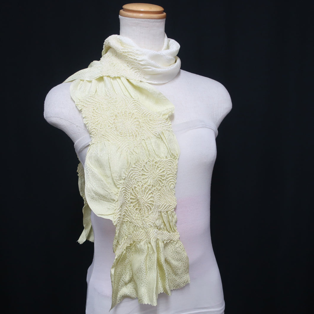 Silk Japanese Obiage Shibori Light Yellow 51.2x5.5in(130x14cm) A#10013