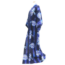 Load image into Gallery viewer, Yukata Black Purple Dragonfly Chrysanthemum Cotton #10473A5
