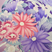 Load image into Gallery viewer, Furisode Purple Floral pattern Silk #11091B1
