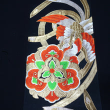 Load image into Gallery viewer, BB10072AF Silk Obi Fabric Phoenix Black Gold 48.4x10.2in(123x26cm)
