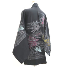 Load image into Gallery viewer, Haori Jacket Vintage(1950-1980) Black Gold Silver Floral pattern Silk #10981F3
