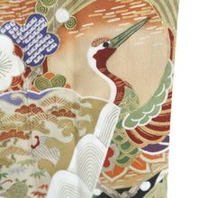 Load image into Gallery viewer, Tomesode Vintage(1920-1950) Black Crane Birds Hand painted Silk #10492B1
