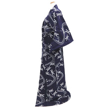 Load image into Gallery viewer, Yukata Vintage(1950-1980) Navy Dragonfly Cotton #10755D3
