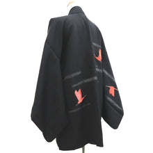 Load image into Gallery viewer, Haori Jacket Vintage(1950-1980) Black Crane Birds Silk #9989C2
