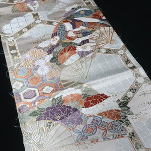 BB10052AD Silk Obi Fabric Phoenix White Gold 49.2x10.6in(125x27cm)