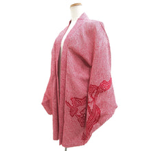 Load image into Gallery viewer, Haori Jacket Red Full Shibori Flower Silk #10700D1
