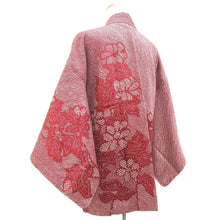 Load image into Gallery viewer, Haori Jacket Red Full Shibori Flower Silk #10710D2
