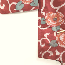 Load image into Gallery viewer, Haori Jacket Vintage(1920-1950) Red Meisen Camellia Karakusa Silk #11030A2
