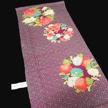 Load image into Gallery viewer, KK1463A1 Silk Kimono Fabric Vintage(1920-1950) Sayagata Dark Purple 53.9x11.4in(137x29cm)
