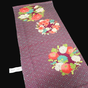 KK1463A1 Silk Kimono Fabric Vintage(1920-1950) Sayagata Dark Purple 53.9x11.4in(137x29cm)
