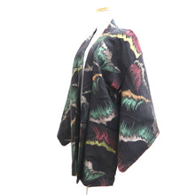 Load image into Gallery viewer, Haori Jacket Vintage(1950-1980) Black Gold Silver Wave Silk #10991F4
