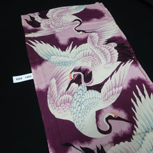 Load image into Gallery viewer, KK1453A1 Silk Kimono Fabric Vintage(Pre-1920) Crane Birds Purple 45.3x13.4in(115x34cm)
