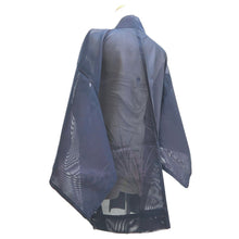 Load image into Gallery viewer, Haori Jacket Vintage(1950-1980) Dark Blue Pink Sheer Botanical Silk #10971F3
