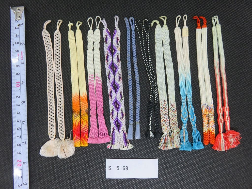 S#5169 Silk Haori Himo Flat Braid 10pcs Bundle Pack