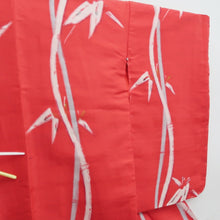 Load image into Gallery viewer, Kimono Vintage(1920-1950) Red Meisen Bamboo Silk #10765D4
