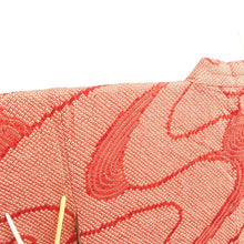 Load image into Gallery viewer, Haori Jacket Vintage(1950-1980) Light Red Full Shibori Curling Wave Silk #10569B5
