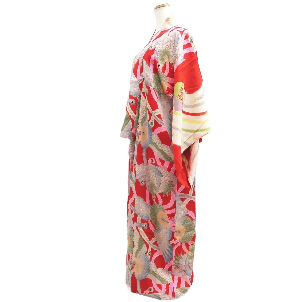 Juban Vintage(1920-1950) Red Phoenix Silk #10377F4