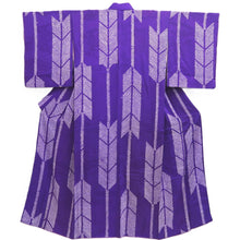Load image into Gallery viewer, Kimono Vintage(1950-1980) Purple Shibori Yabane Silk #10263E4
