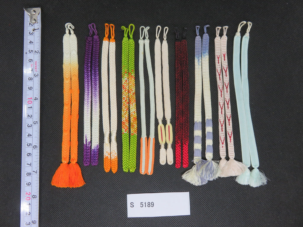 S#5189 Silk Haori Himo Flat Braid 10pcs Bundle Pack