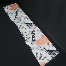 Load image into Gallery viewer, KK1418B8 Silk Kimono Fabric Vintage(1950-1980) Peony Black 66.5x14.2in(169x36cm)
