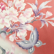 Load image into Gallery viewer, Furisode Pink Butterfly Floral pattern Tall Silk #11080A5
