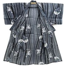 Load image into Gallery viewer, Men&#39;s Yukata Black Gray Fujin Raijin Wind God Thunder God Cotton #10359F3
