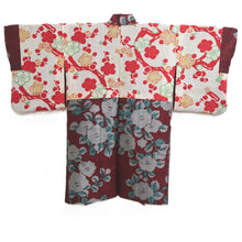 Load image into Gallery viewer, Haori Jacket Vintage(1920-1950) Wine red Meisen Peony Silk #11000F5
