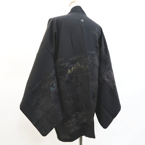 Haori Jacket Vintage(1950-1980) Black Tree Silk #10004C3