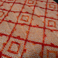 Load image into Gallery viewer, KK1444A1 Silk Kimono Fabric Vintage(1950-1980) Shibori Reddish Orange 74.4x12.2in(189x31cm)
