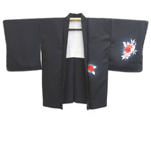 Load image into Gallery viewer, Haori Jacket Black Floral pattern Silk #11071A4

