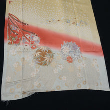 Load image into Gallery viewer, KK1429A1 Silk Kimono Fabric Vintage(1950-1980) Flower Yellow brown 68.9x13.4in(175x34cm)
