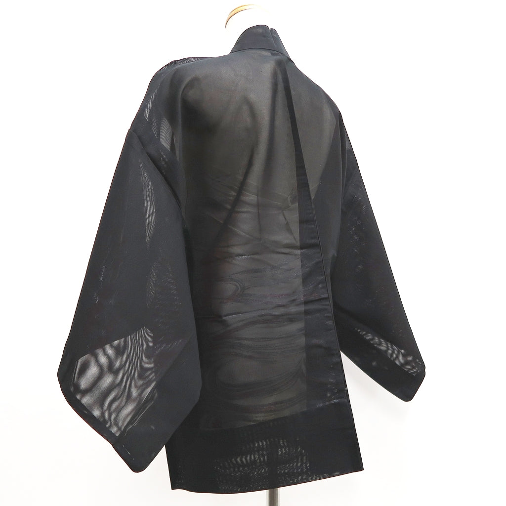 Haori Jacket Vintage(1950-1980) Black Wine red See-Through Ryusui Silk #10229E2