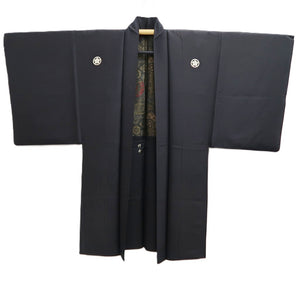 Men's Haori Vintage(1950-1980) Black Montsuki Shosoin Silk #10421A2