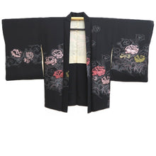 Load image into Gallery viewer, Haori Jacket Vintage(1950-1980) Black Gold Silver Floral pattern Silk #10931F1
