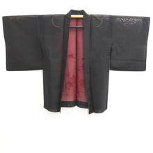 Load image into Gallery viewer, Haori Jacket Vintage(1950-1980) Black Red Sheer Maple Leaf Silk #10961F3
