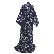 Load image into Gallery viewer, Yukata Vintage(1950-1980) Navy Dragonfly Cotton #10755D3
