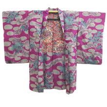 Load image into Gallery viewer, Haori Jacket Vintage(1920-1950) Magenta Meisen Botanical Silk #11041A3
