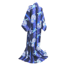 Load image into Gallery viewer, Yukata Black Purple Dragonfly Chrysanthemum Cotton #10473A5
