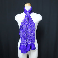Load image into Gallery viewer, Silk Japanese Obiage Shibori Pine Tree Blue 52.8x5.9in(134x15cm) A#10033
