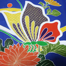Load image into Gallery viewer, KK1378B7 Silk Kimono Fabric Vintage(1950-1980) Butterfly Blue 76.0x11.8in(193x30cm)
