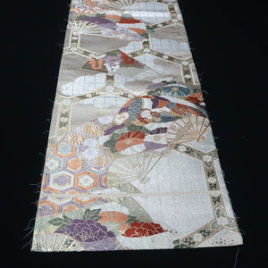 BB10052AD Silk Obi Fabric Phoenix White Gold 49.2x10.6in(125x27cm)
