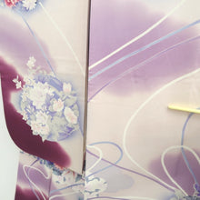 Load image into Gallery viewer, Furisode Purple Floral pattern Silk #11091B1
