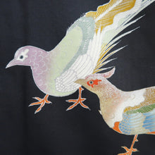 Load image into Gallery viewer, Tomesode Vintage(1950-1980) Black Bird Embroidery Silk #10401A1
