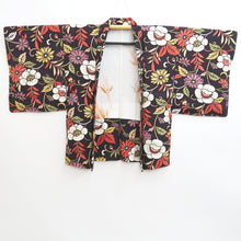 Load image into Gallery viewer, Haori Jacket Blackish Brown Floral pattern Silk #10941F1
