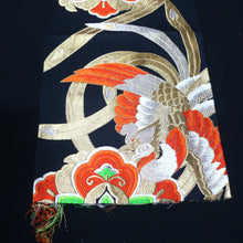 Load image into Gallery viewer, BB10072AF Silk Obi Fabric Phoenix Black Gold 48.4x10.2in(123x26cm)
