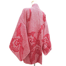 Load image into Gallery viewer, Haori Jacket Red Full Shibori Flower Silk #10700D1
