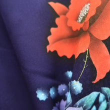 Load image into Gallery viewer, Kimono Dark Purple Flower Silk #10243E3
