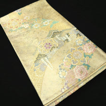 Load image into Gallery viewer, Fukuro Obi Gold Peony Wisteria Silk BB327V9
