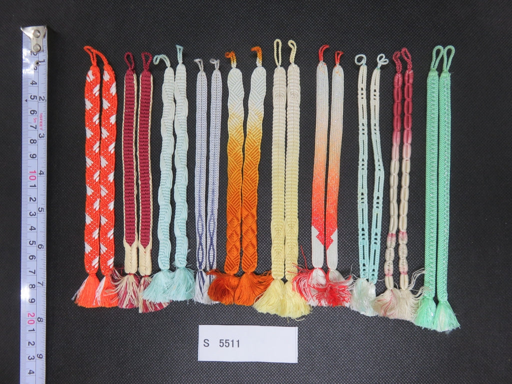 S#5511 Silk Haori Himo Flat Braid 10pcs Bundle Pack
