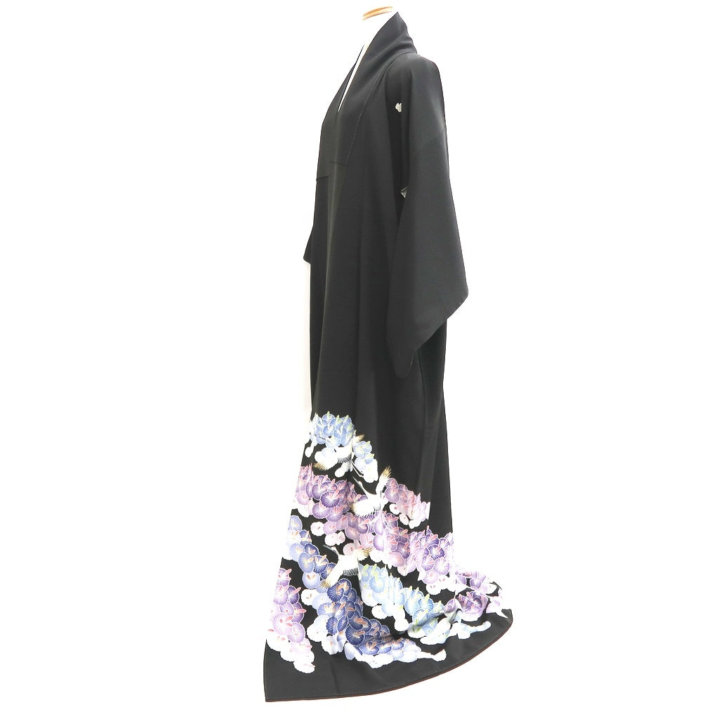 Tomesode Black Crane Birds Silk #10391F5